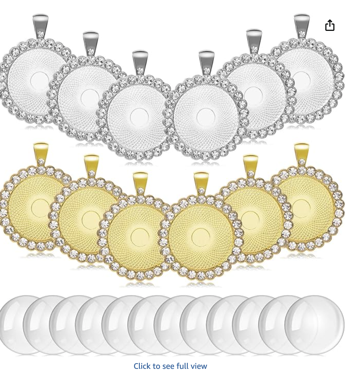 Bezels - 25mm with Rhinestones (12 Gold + 12 Silver)